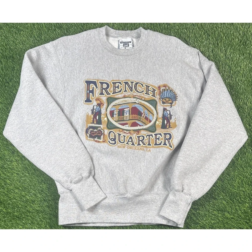 VTG 90s New Orleans French Quarter Jazz Sweatshirt Sz M Crewneck LEE Cross Grain